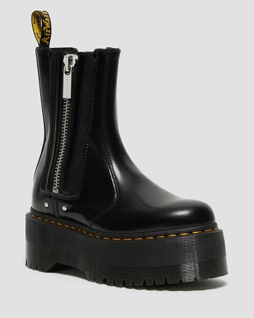 Black Women's Dr Martens 2976 Max Leather Platform Chelsea Boots | CA 111YXF